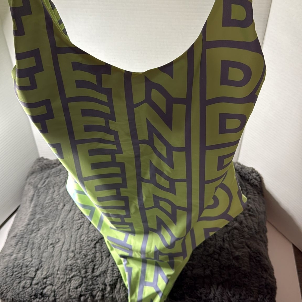 Women’s One-Piece Swimsuit in Lime Green with Graphic Print
